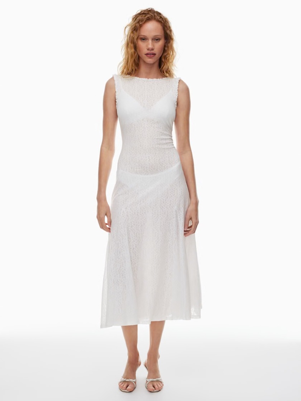 Aritzia Cordelia White Lace Sleeveless Midi Dress